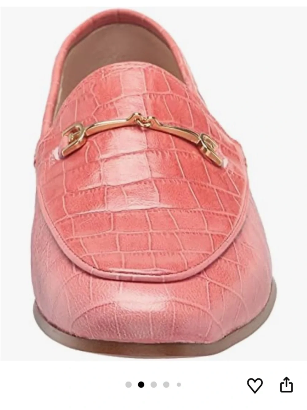 Sam Edelman Pink Croc-Embossed Leather Bit Loafer - Picture 2 of 12